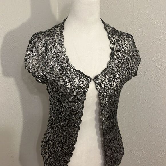 ALBERTO MAKALI Women's Vest Crocheted Short Sleeve Small - Picture 3 of 7